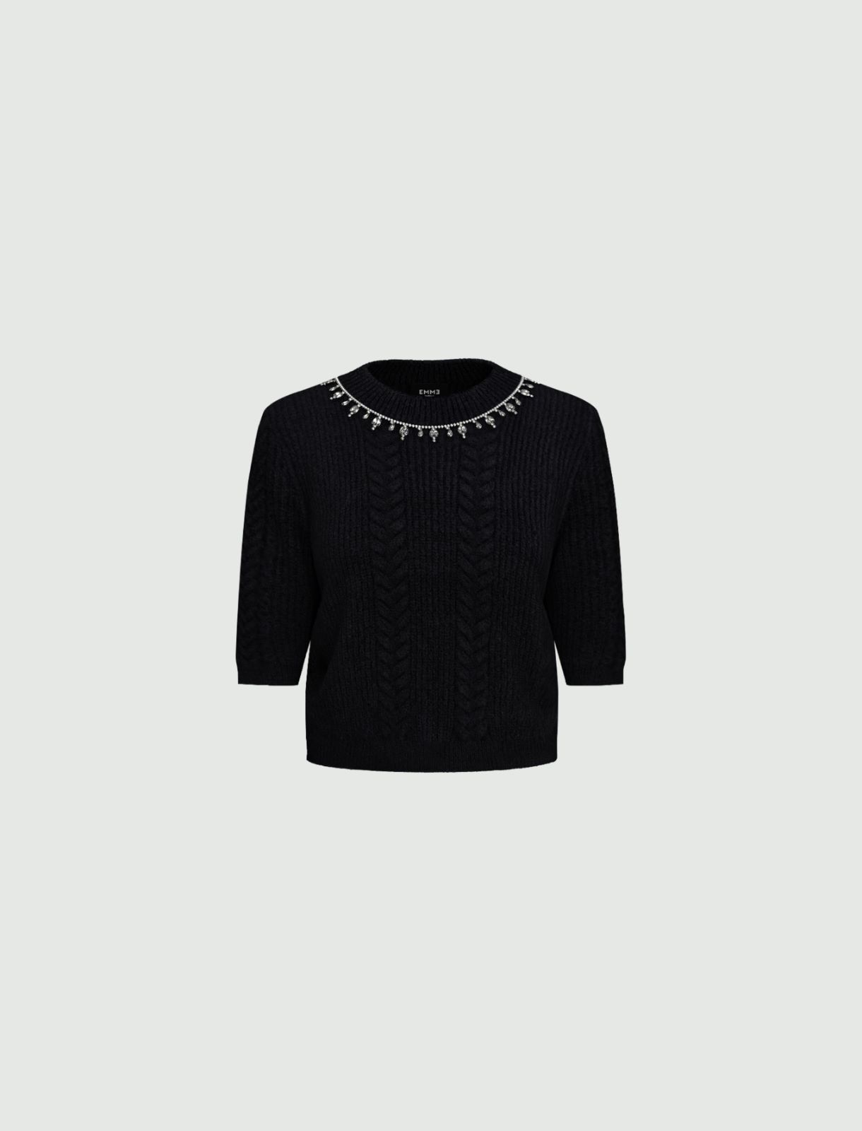 Bejewelled-appliqué sweater - BLACK - Emme - 4