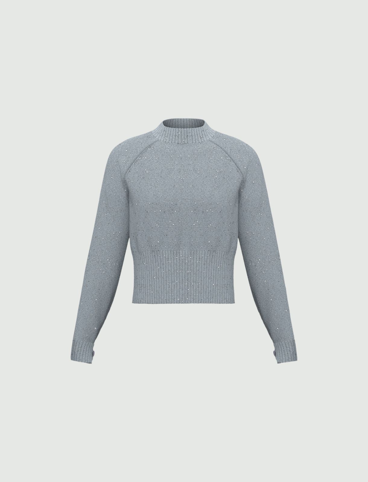 Sequin-embellished cropped sweater - LIGHT BLUE - Emme - 5