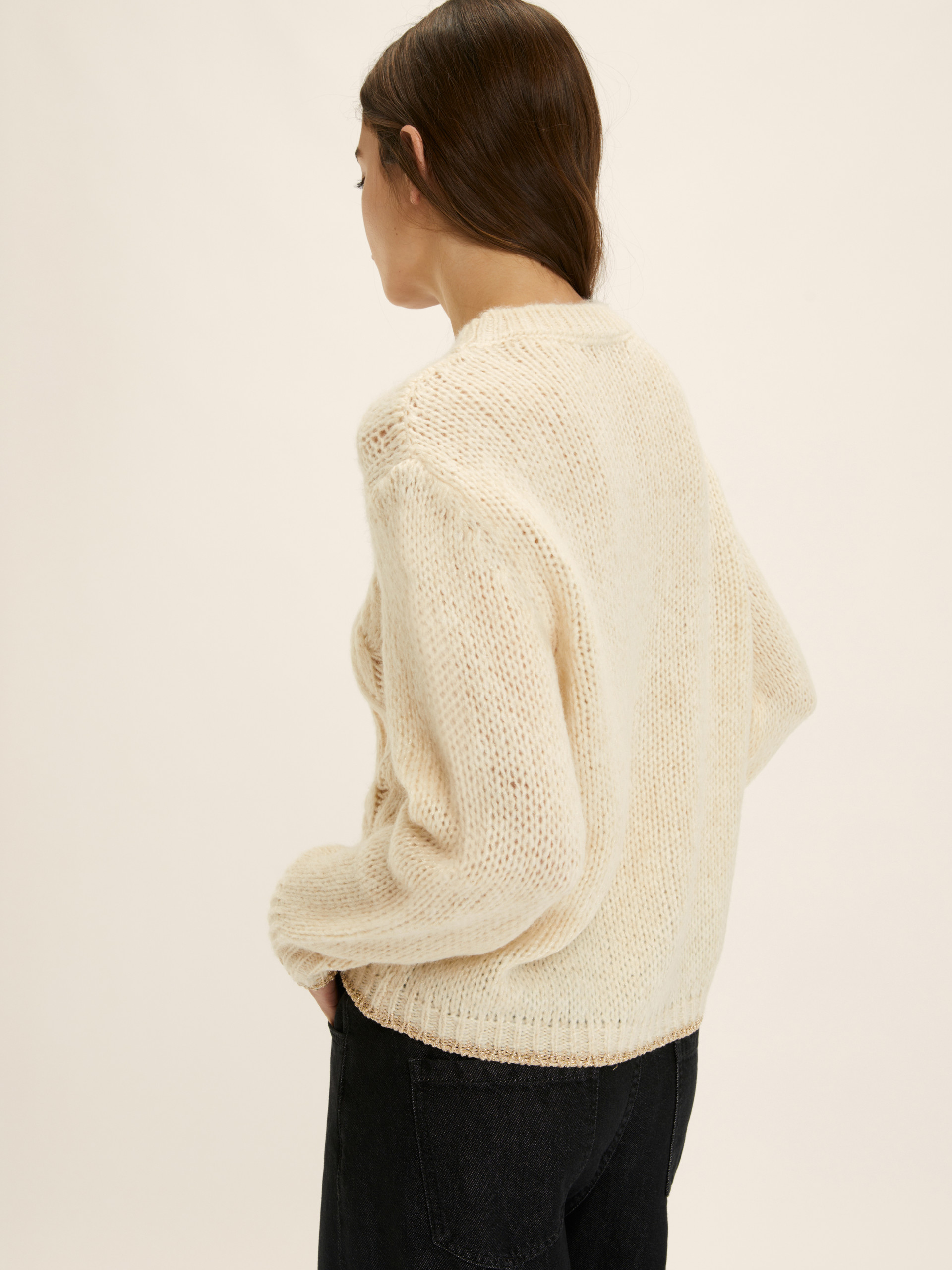 Maglia boxy con trecce e lurex - PANNA - Emme - 3