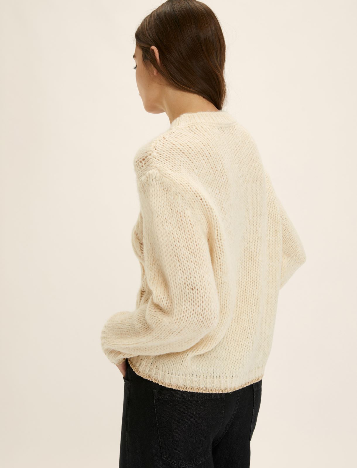 Maglia boxy con trecce e lurex - PANNA - Emme - 3