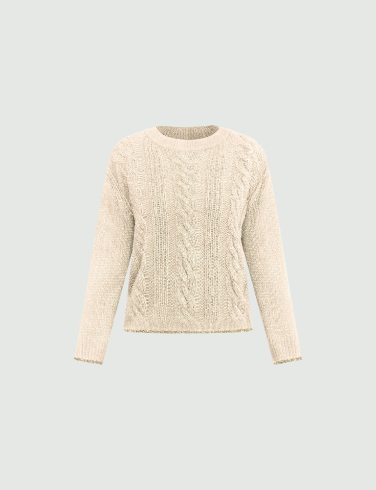 Lurex-adorned cable-knit boxy sweater - Emme - 5