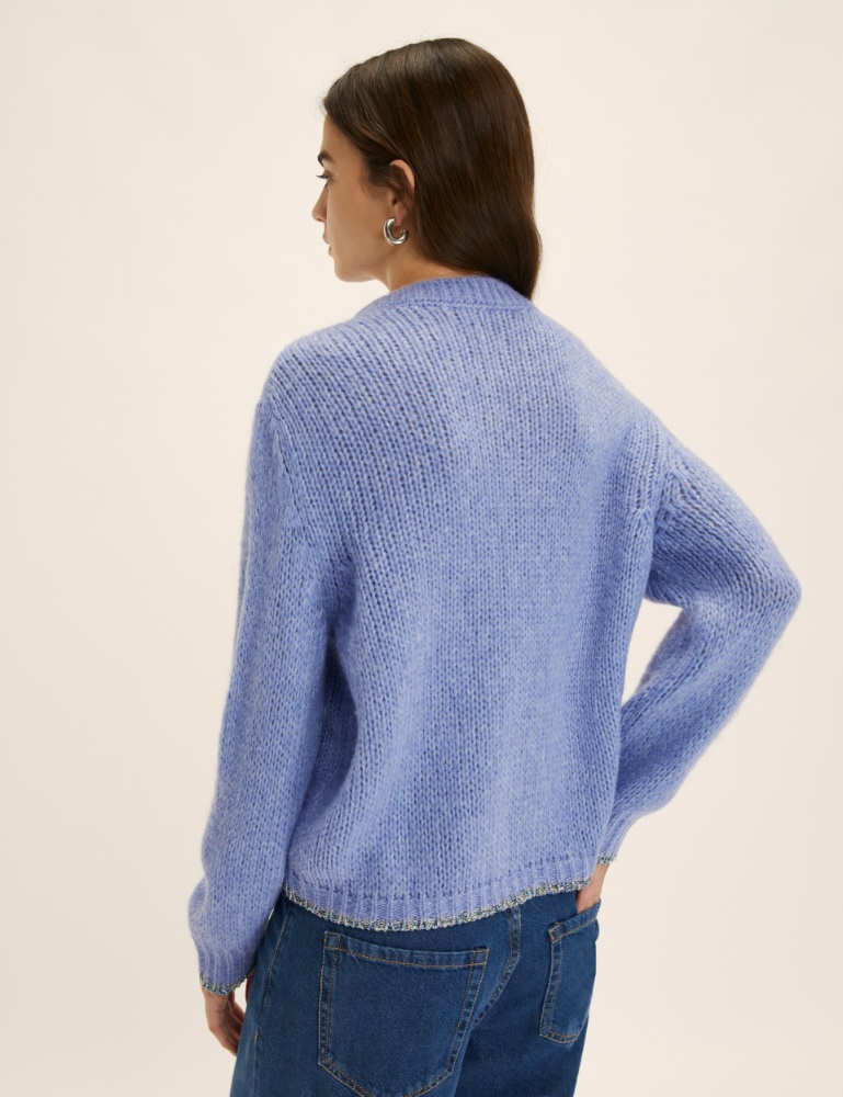 Lurex-adorned cable-knit boxy sweater - Emme - 3