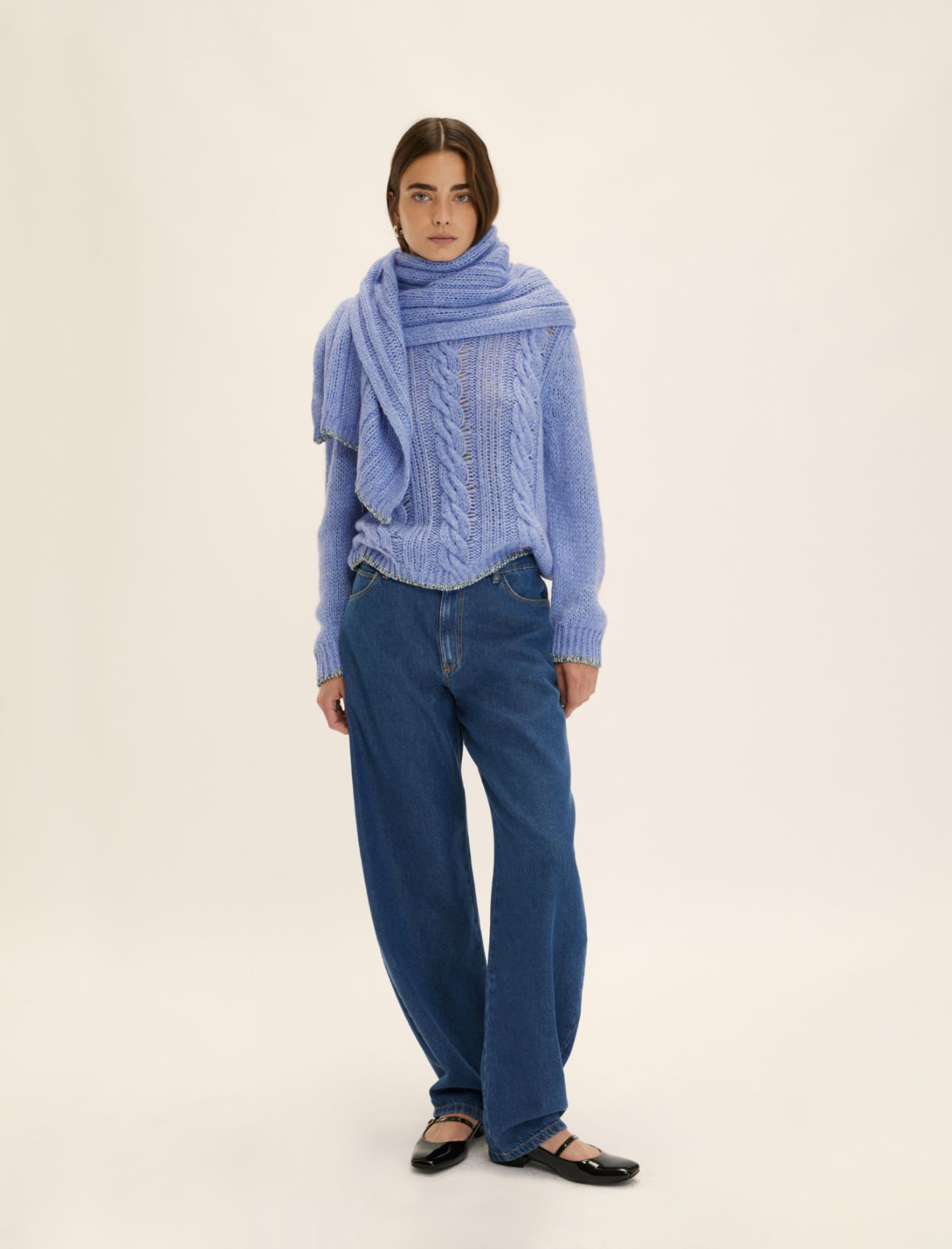 Maglia boxy con trecce e lurex - AZZURRO - Emme - 2