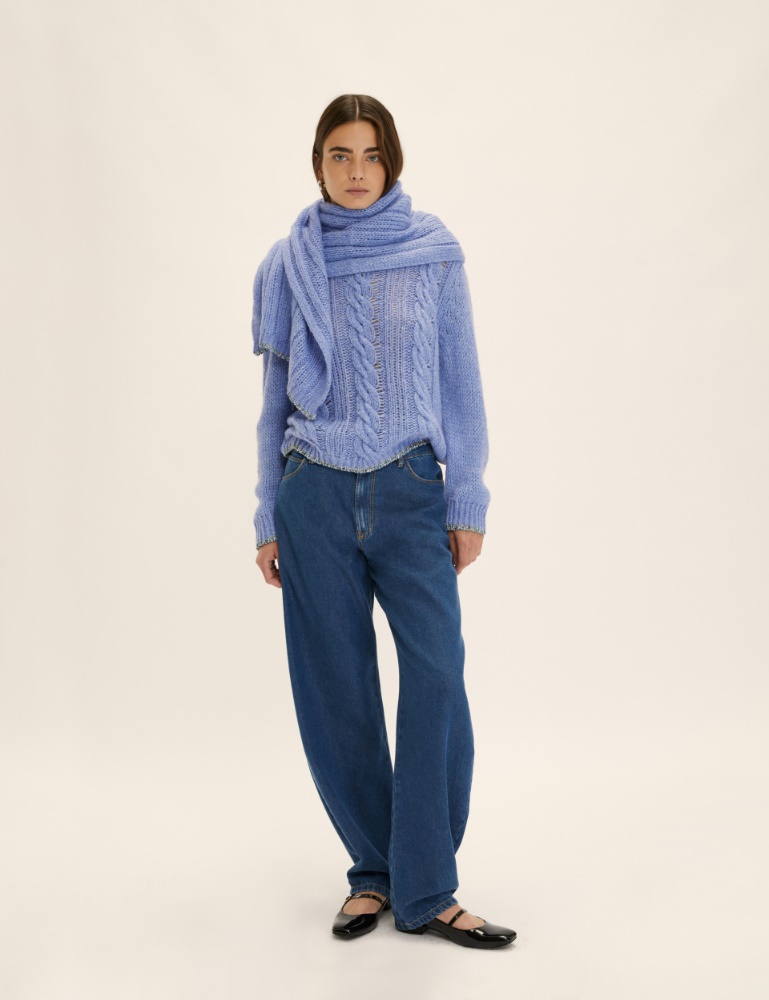 Lurex-adorned cable-knit boxy sweater - Emme - 2