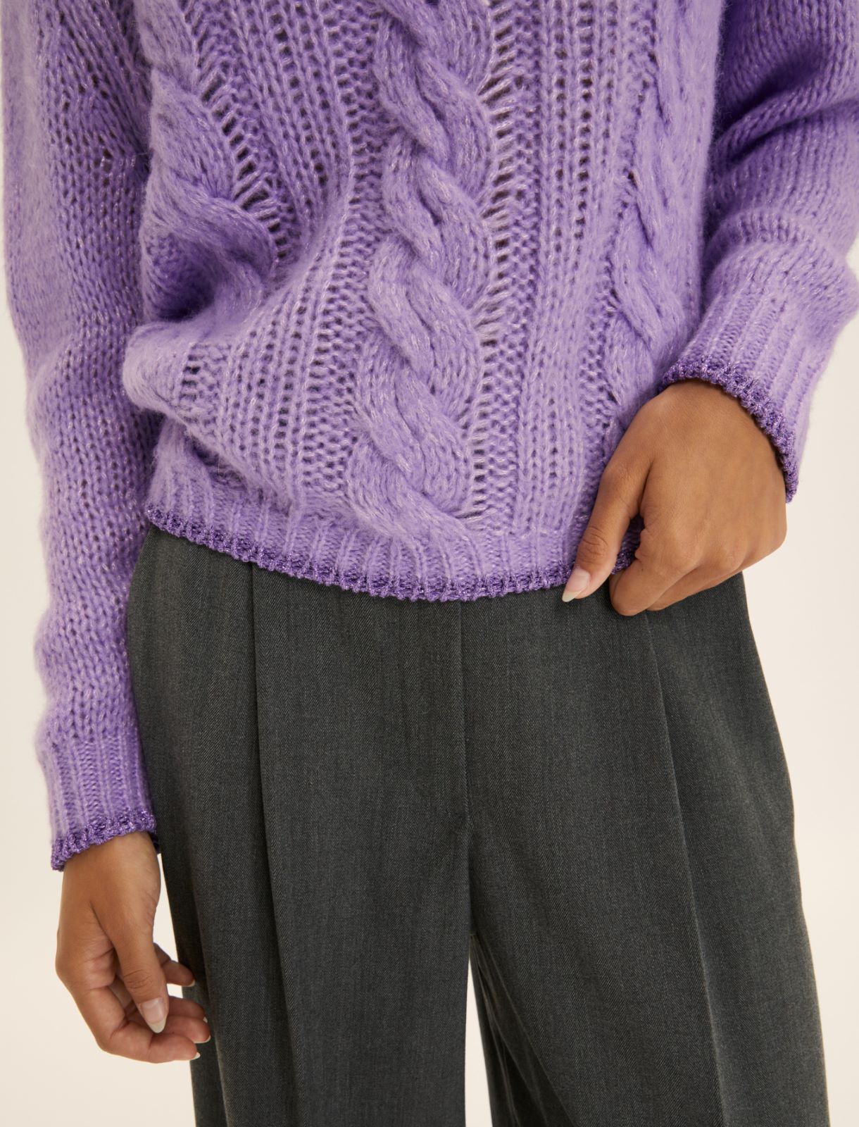 Maglia boxy con trecce e lurex - LAVANDA - Emme - 5