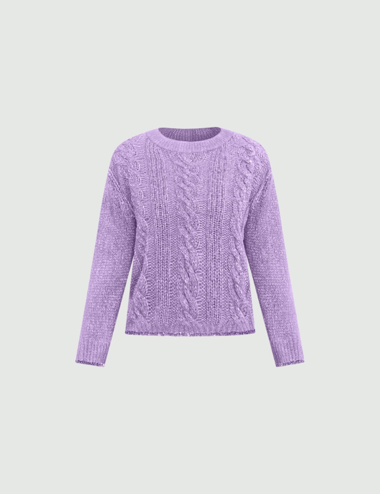 Lurex-adorned cable-knit boxy sweater - Emme - 5
