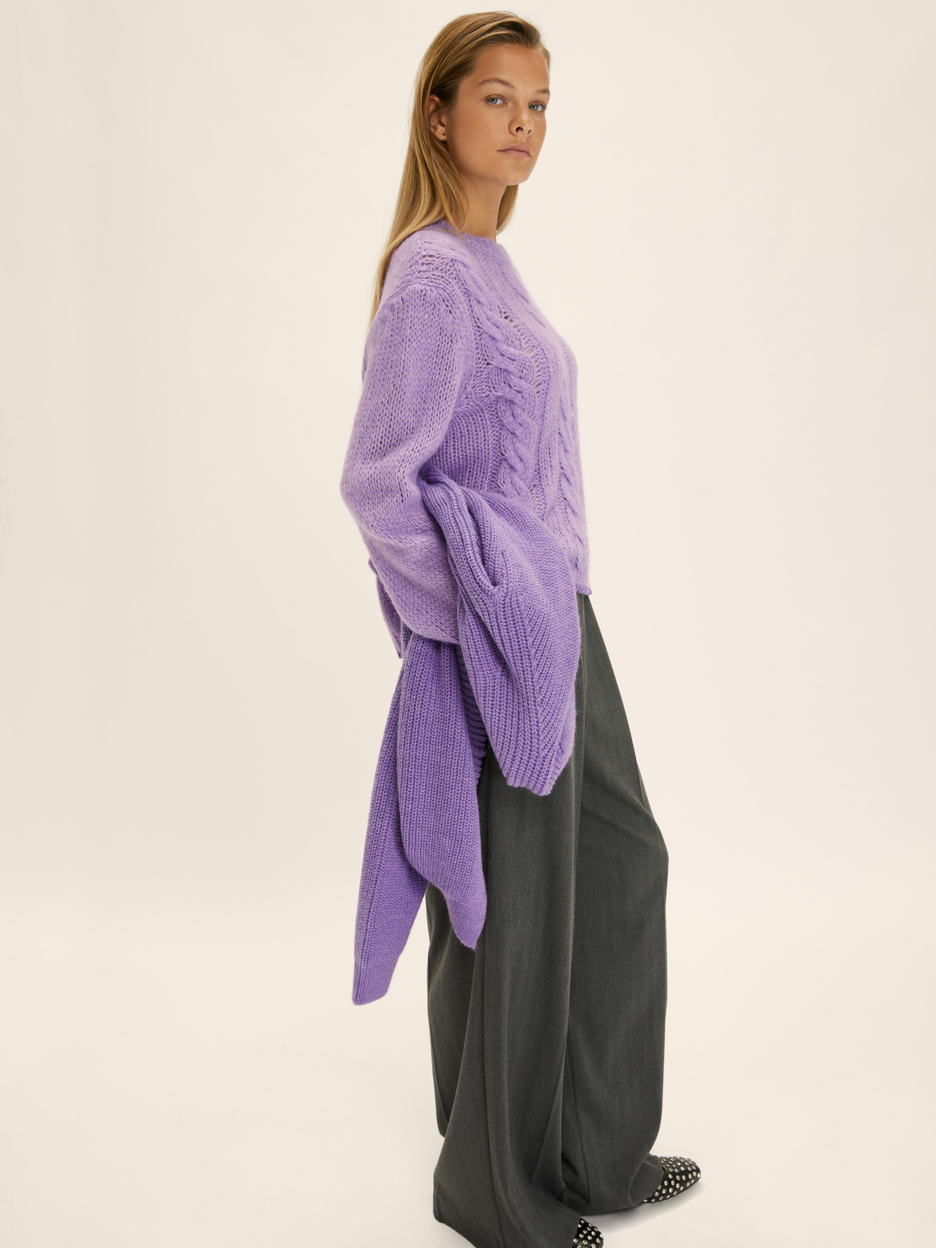 Maglia boxy con trecce e lurex - LAVANDA - Emme - 2