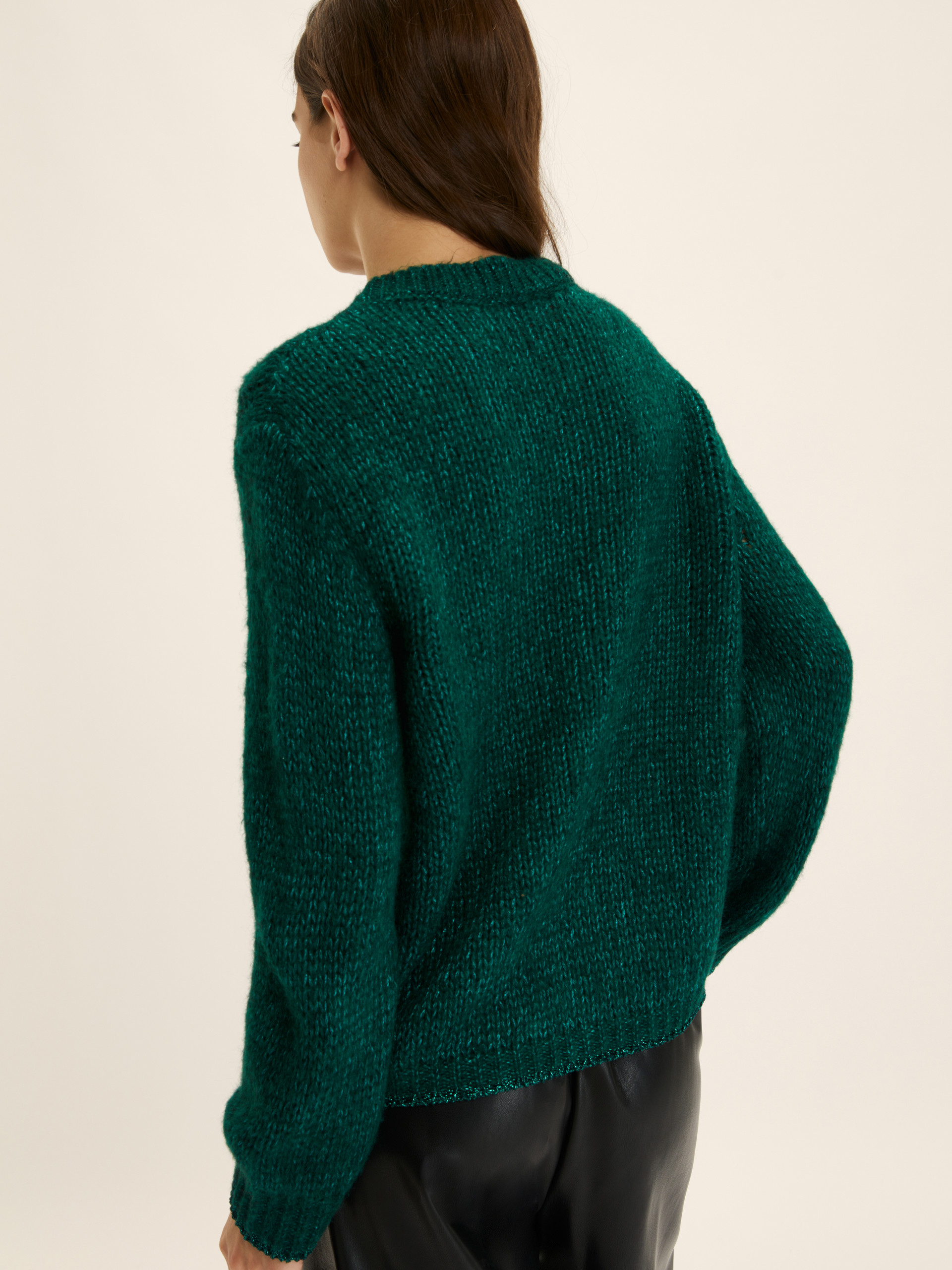 Maglia boxy con trecce e lurex - VERDE BANDIERA - Emme - 3