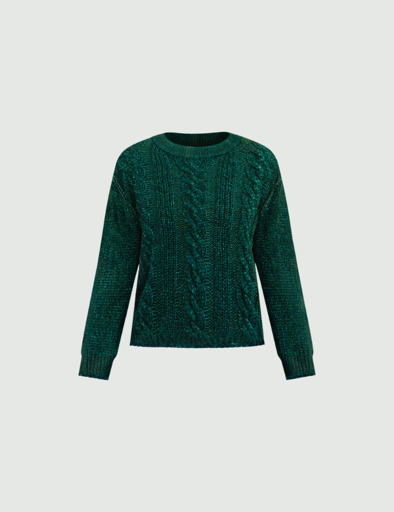 Lurex-adorned cable-knit boxy sweater - Emme - 5