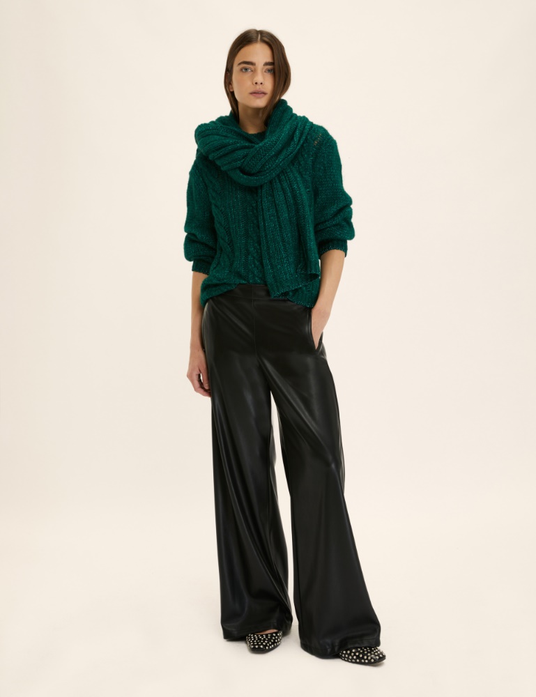 Lurex-adorned cable-knit boxy sweater - Emme - 2