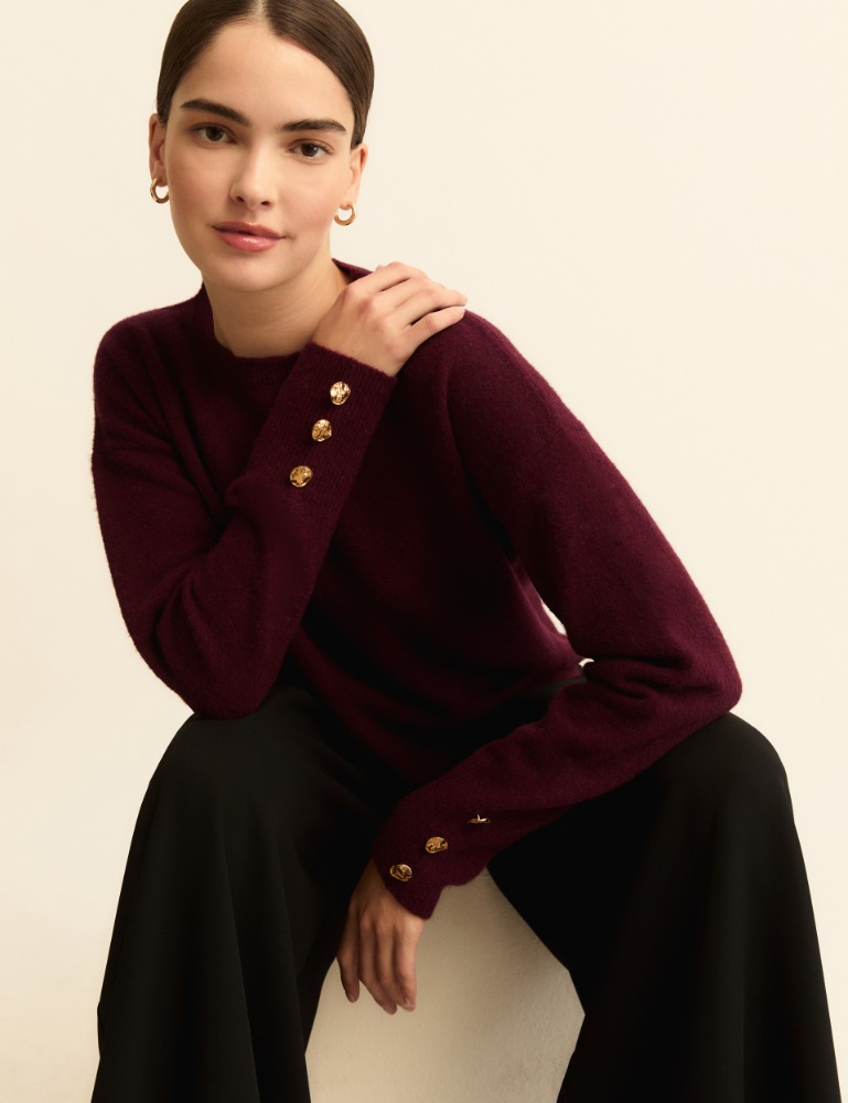 Alpaca-blend sweater with bejewelled button detail - Emme