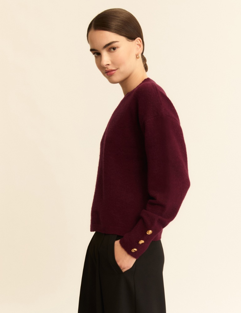 Alpaca-blend sweater with bejewelled button detail - Emme - 2