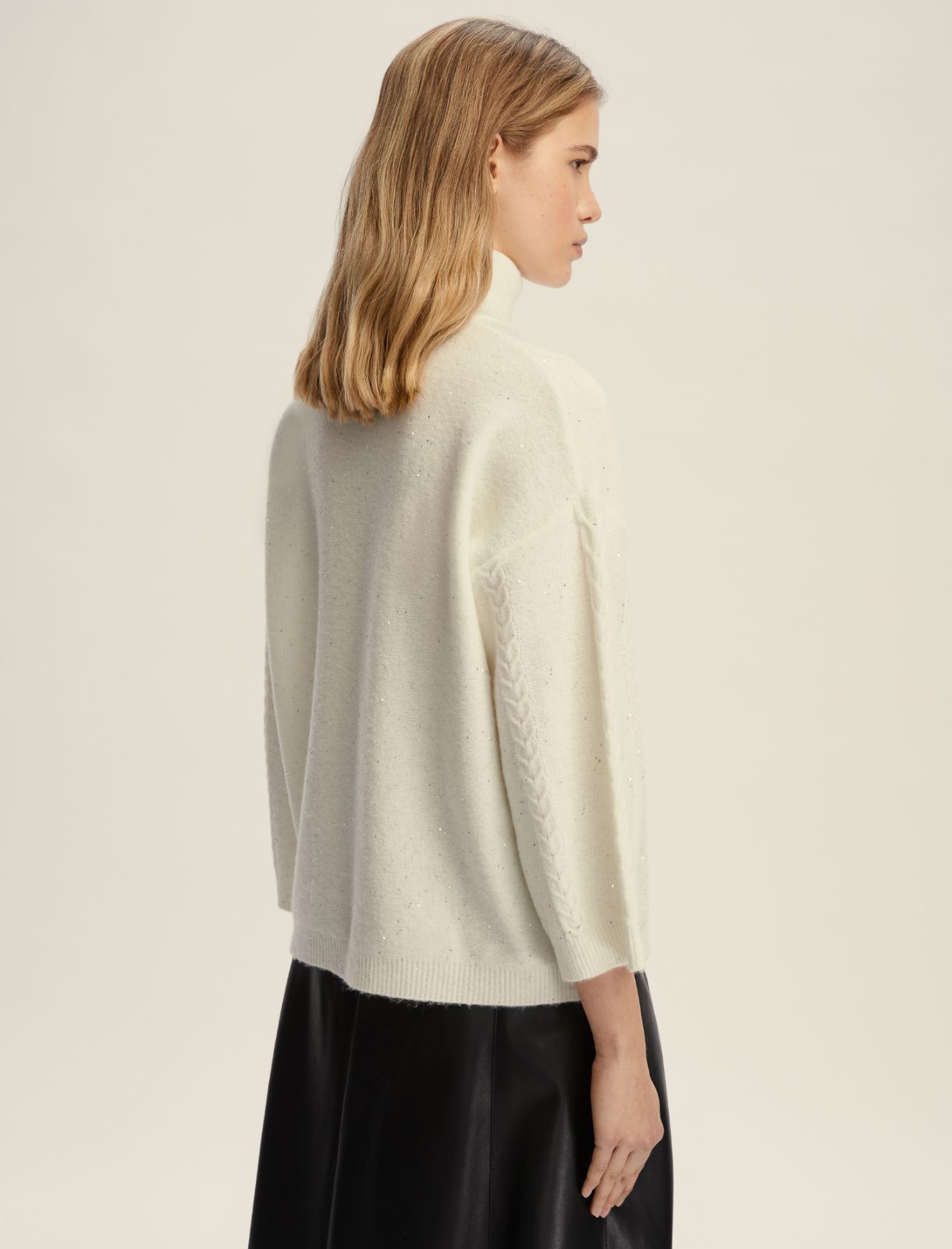 Maglia svasata con paillette - BIANCO - Emme - 2