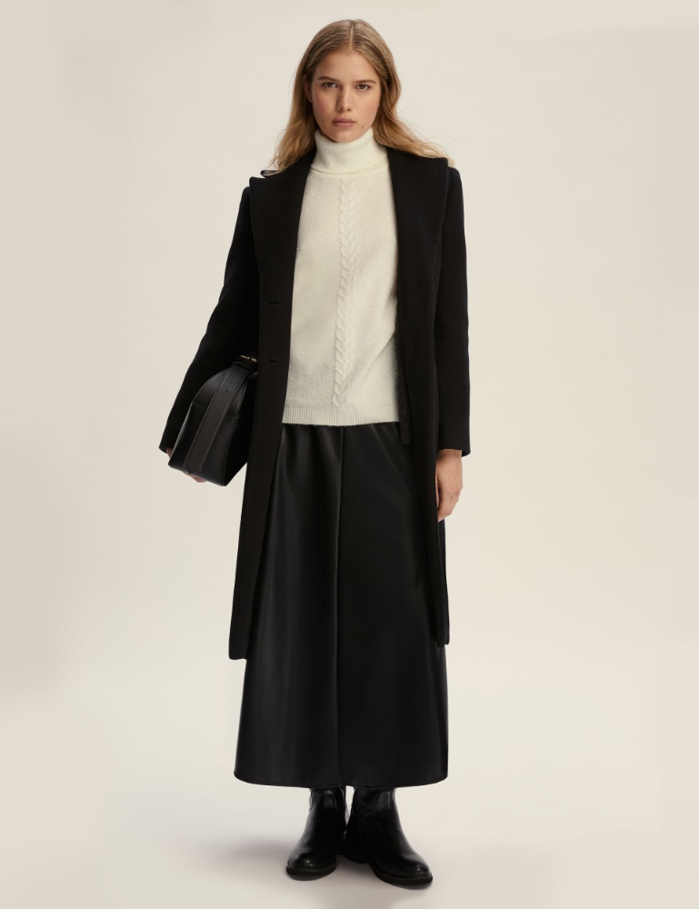 Maglia svasata con paillette - BIANCO