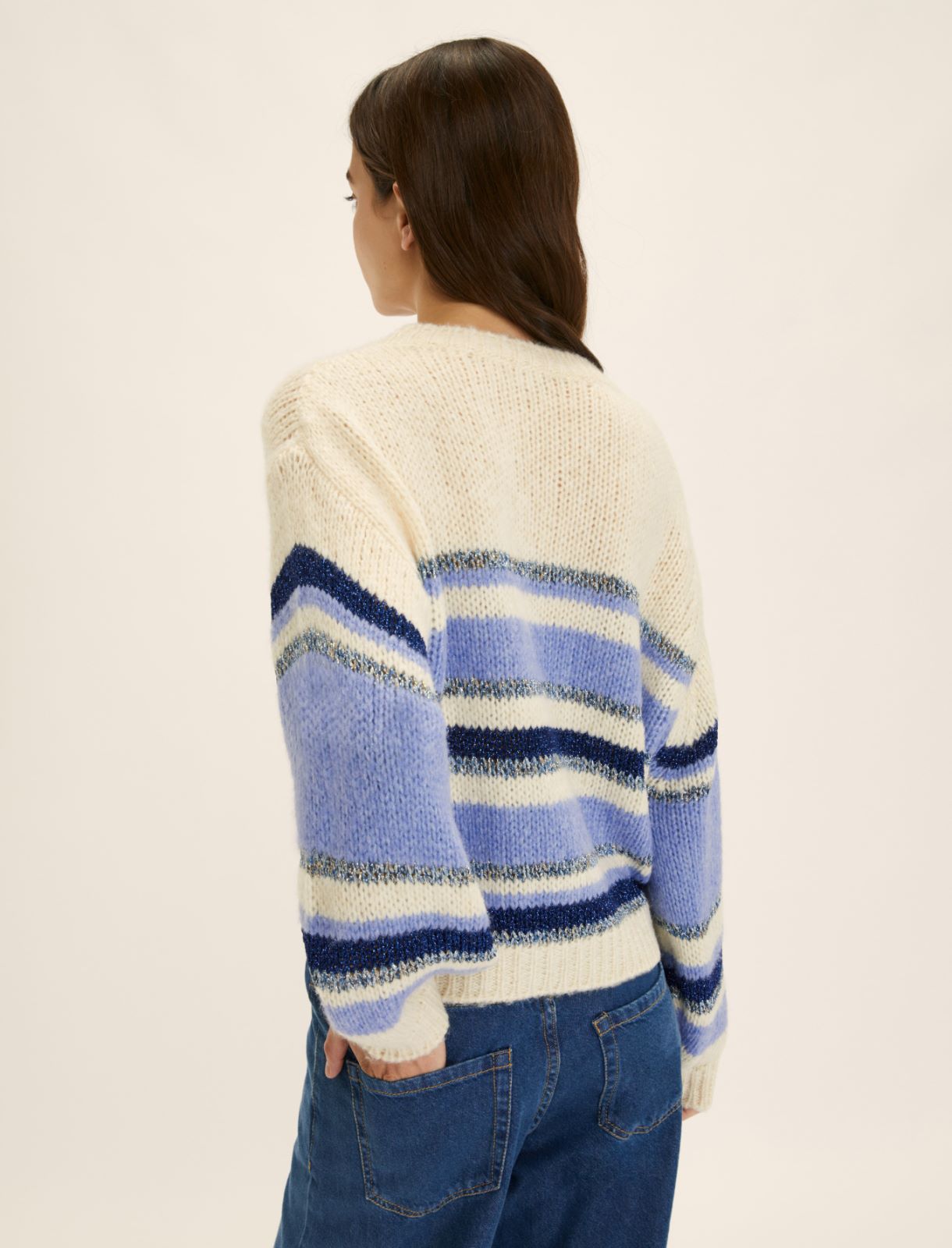 Lurex-adorned oversized striped sweater - PERIWINKLE BLUE - Emme - 2