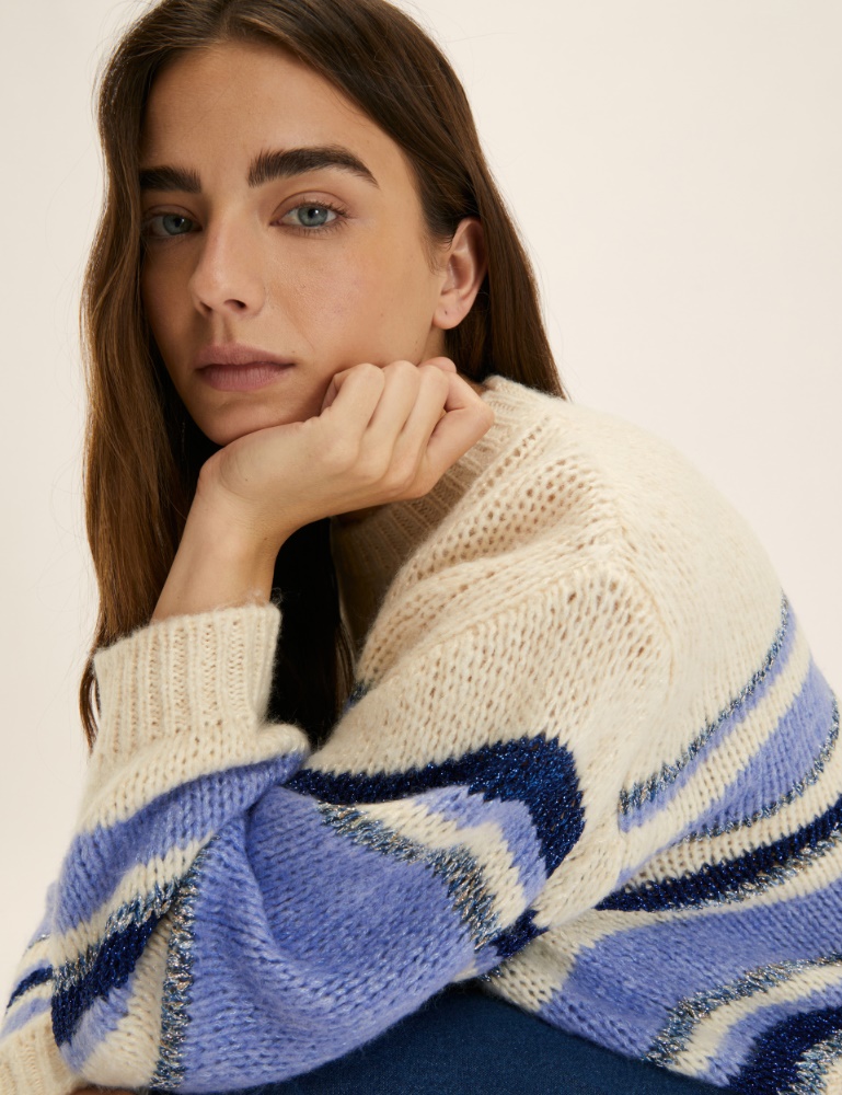 Lurex-adorned oversized striped sweater - Emme - 4