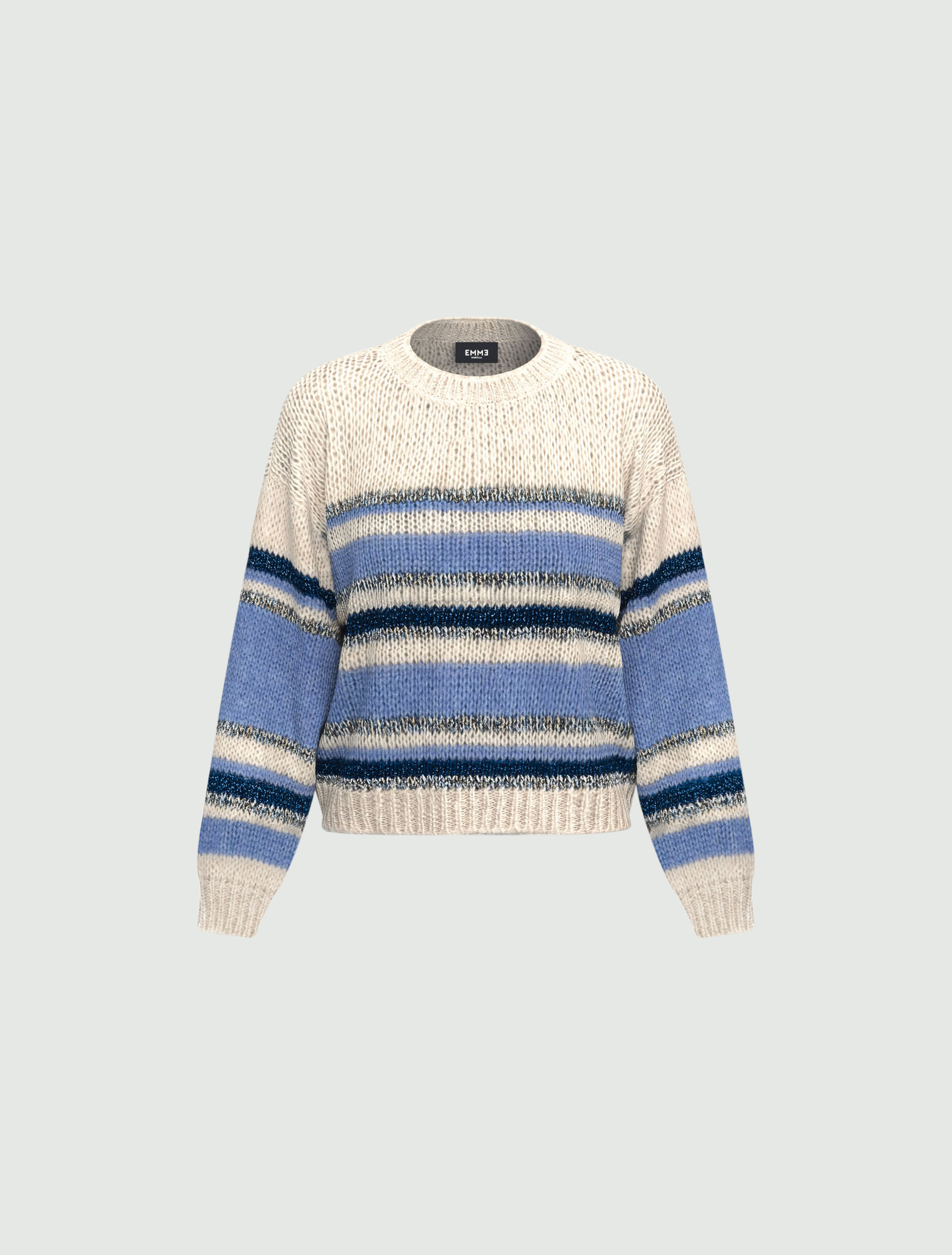 Lurex-adorned oversized striped sweater - PERIWINKLE BLUE - Emme - 5