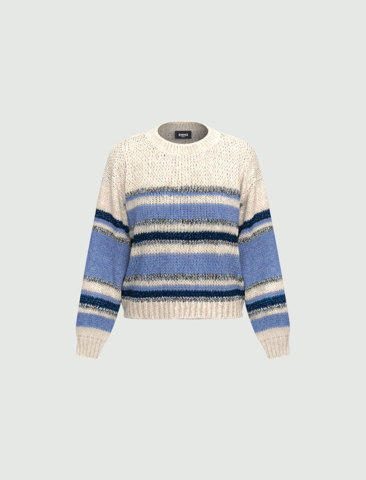 Lurex-adorned oversized striped sweater - PERIWINKLE BLUE - Emme - 5