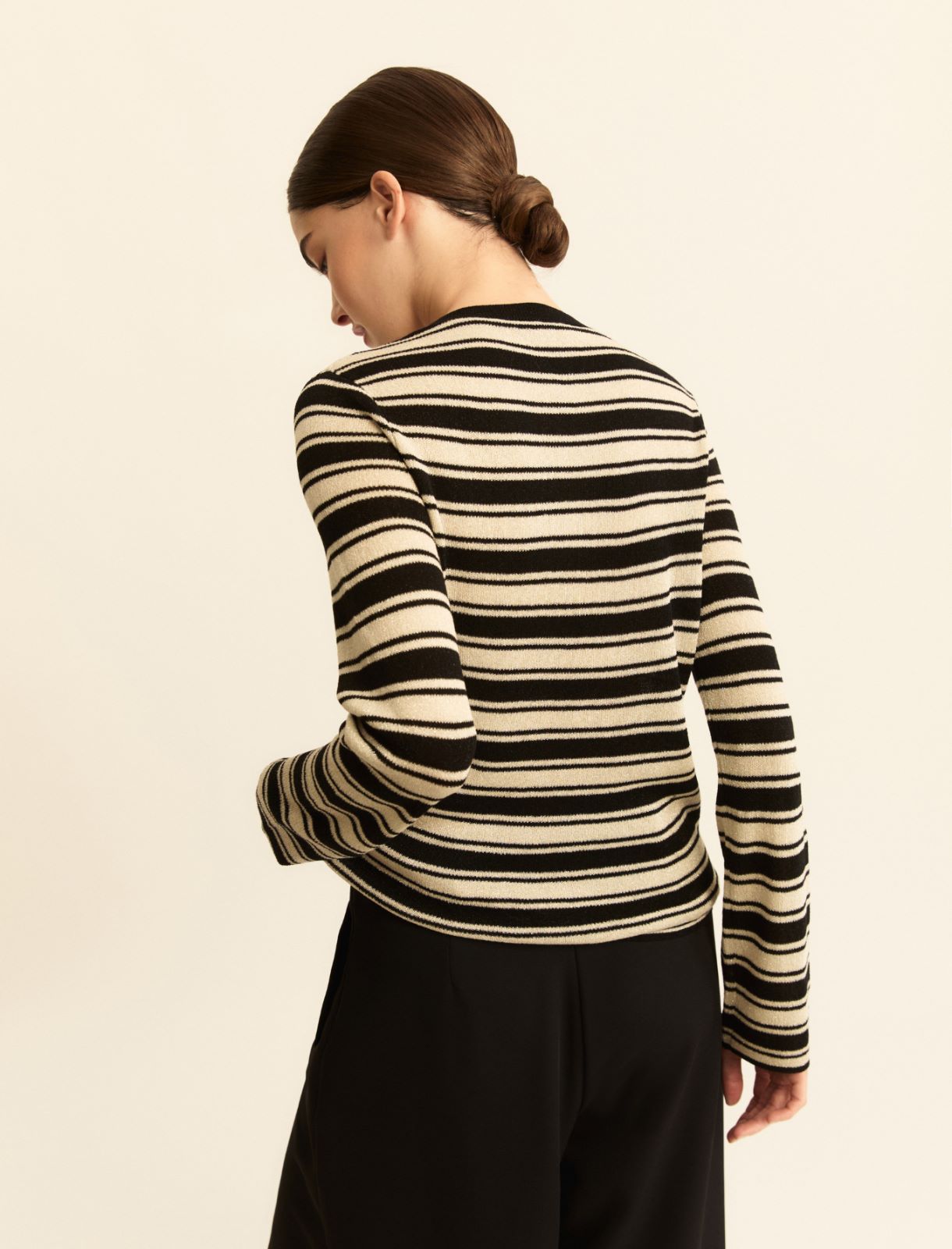 Lurex-adorned slim sweater - BLACK - Emme - 2