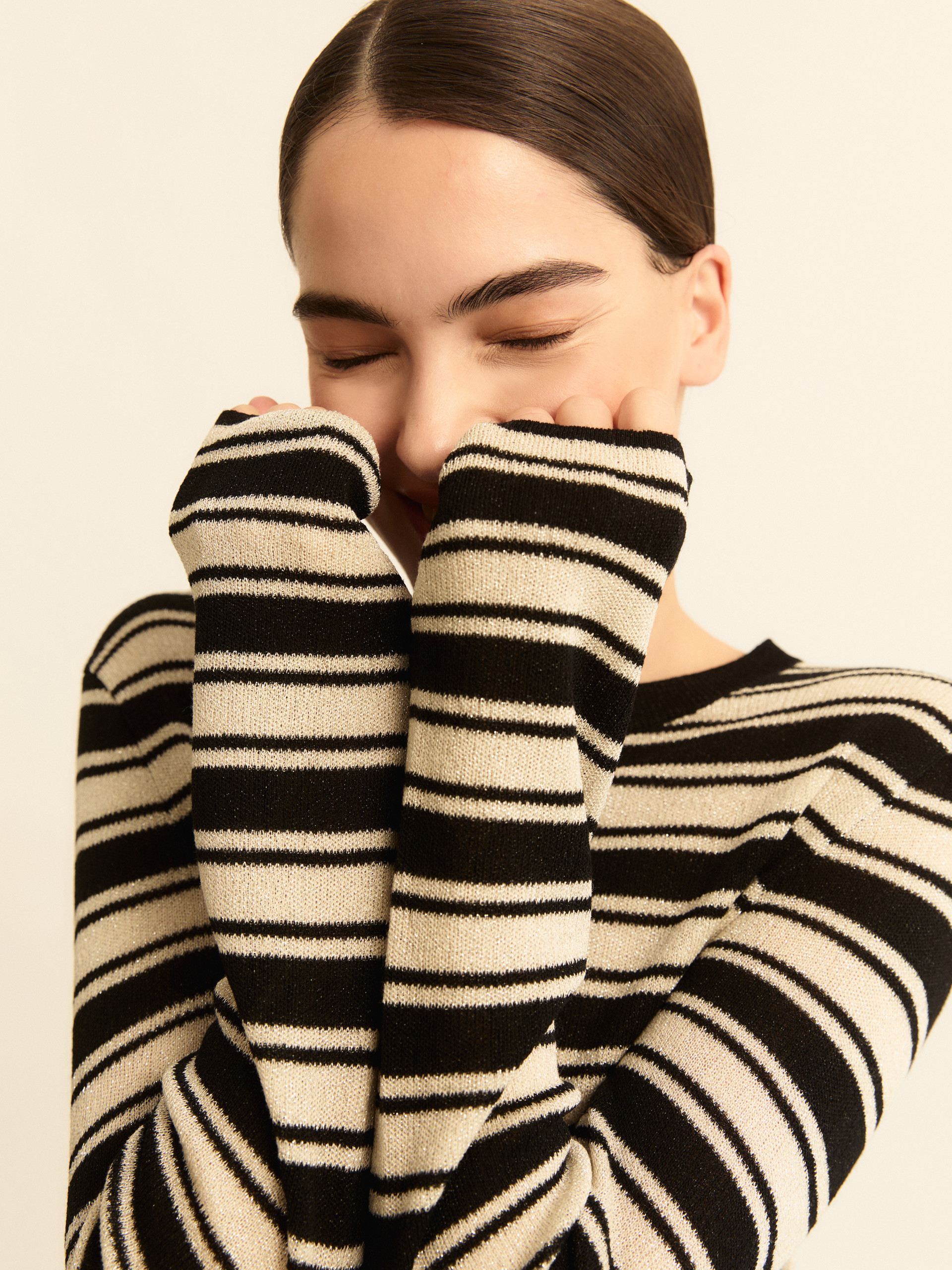 Lurex-adorned slim sweater - BLACK - Emme - 3