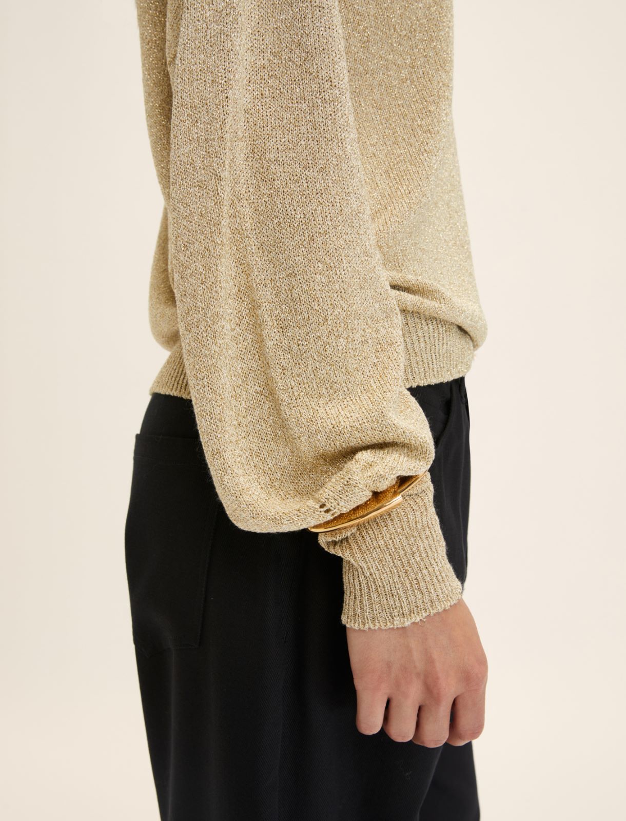 Relaxed-fit lurex yarn sweater - GOLD - Emme - 5