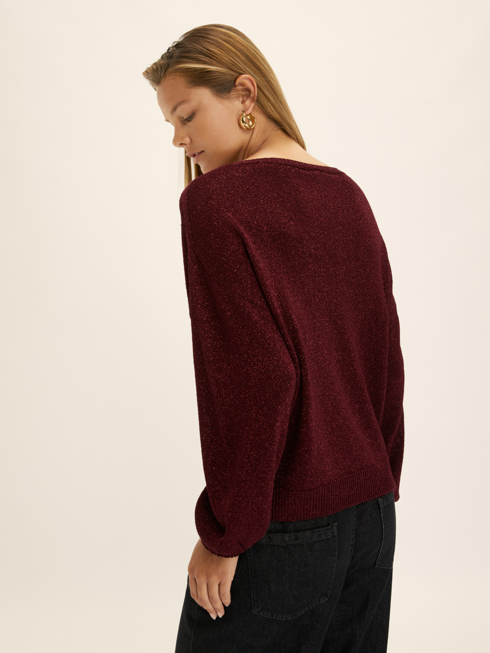 Relaxed-fit lurex yarn sweater - BORDEAUX - Emme - 3