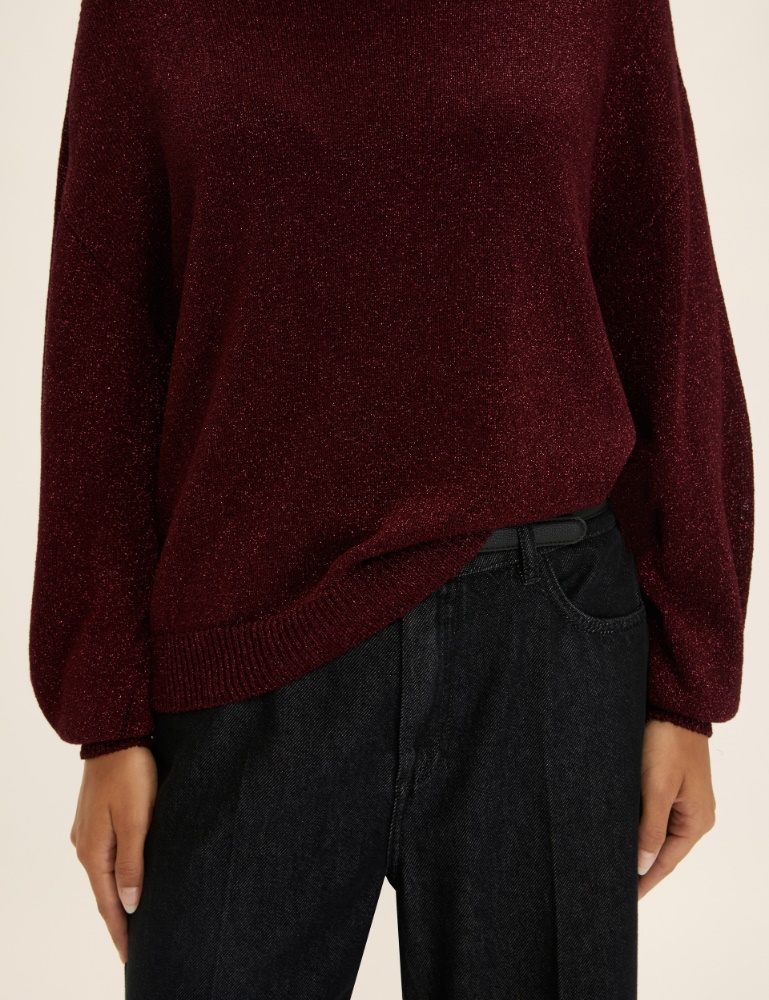 Relaxed-fit lurex yarn sweater - Emme - 2