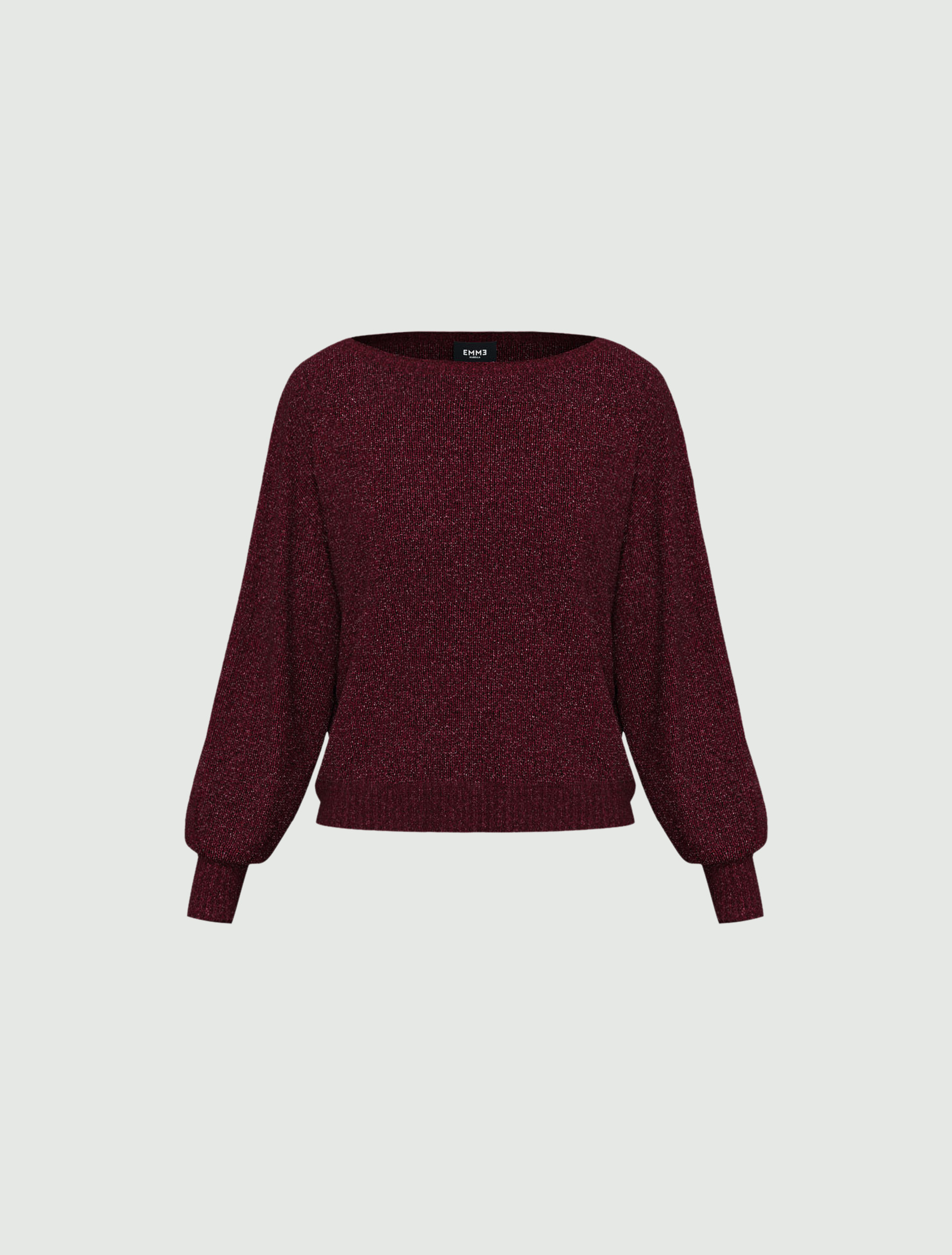 Relaxed-fit lurex yarn sweater - BORDEAUX - Emme - 4