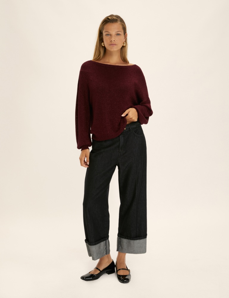 Relaxed-fit lurex yarn sweater - Emme - 3