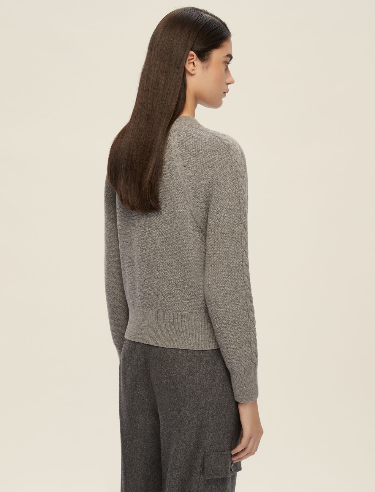 Wool-blend cropped sweater - MELANGE GREY - Emme - 2