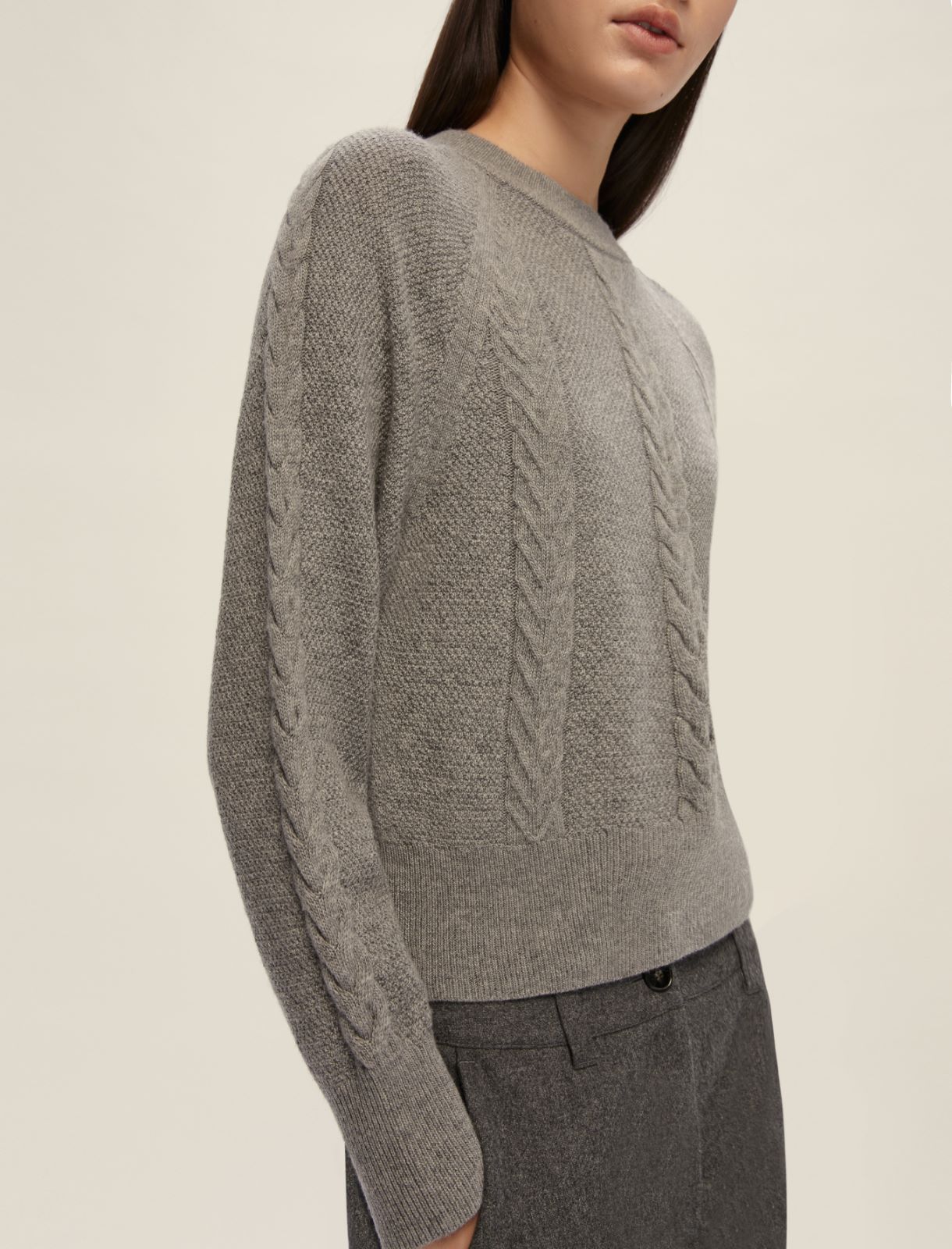 Wool-blend cropped sweater - MELANGE GREY - Emme - 4