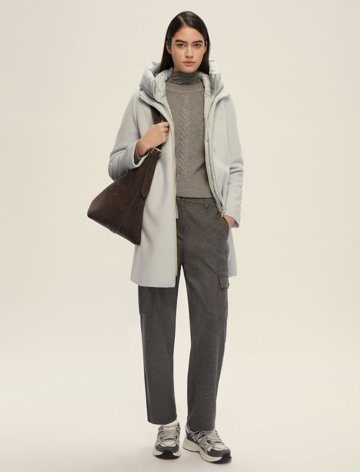 Wool-blend cropped sweater - MELANGE GREY - Emme