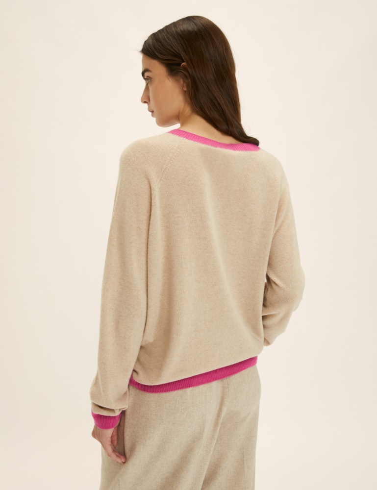 Cashmere-blend sweater with contrasting trim detail - Emme - 4