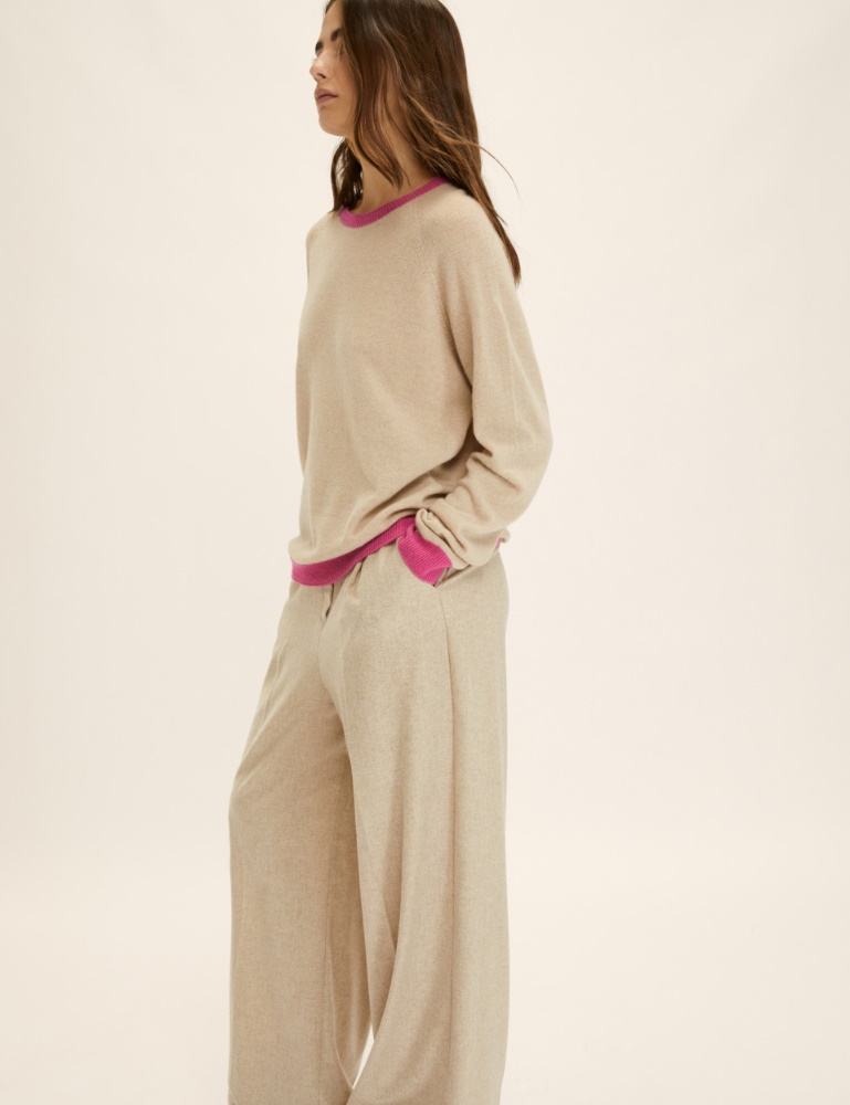 Cashmere-blend sweater with contrasting trim detail - Emme