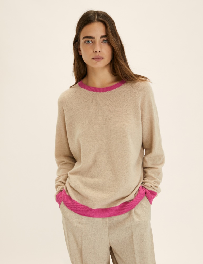 Cashmere-blend sweater with contrasting trim detail - Emme - 2