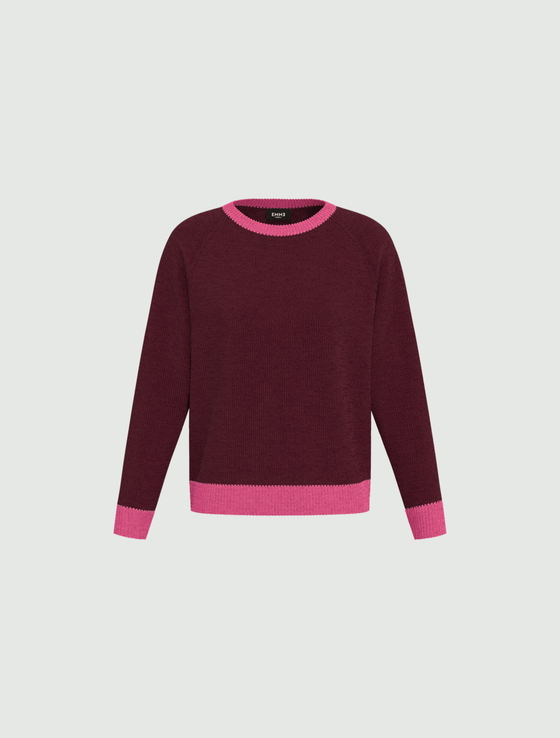 Cashmere-blend sweater with contrasting trim detail - BORDEAUX - Emme - 4