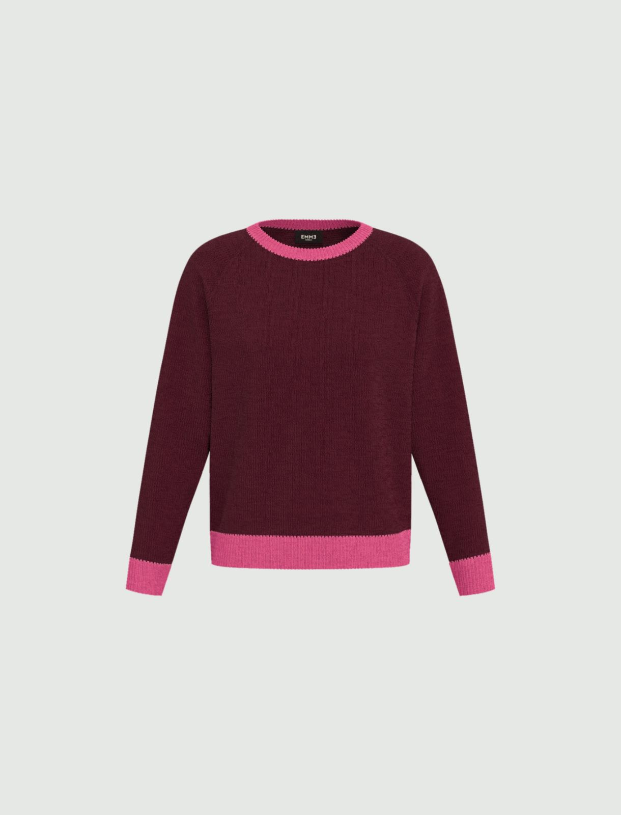 Cashmere-blend sweater with contrasting trim detail - BORDEAUX - Emme - 4