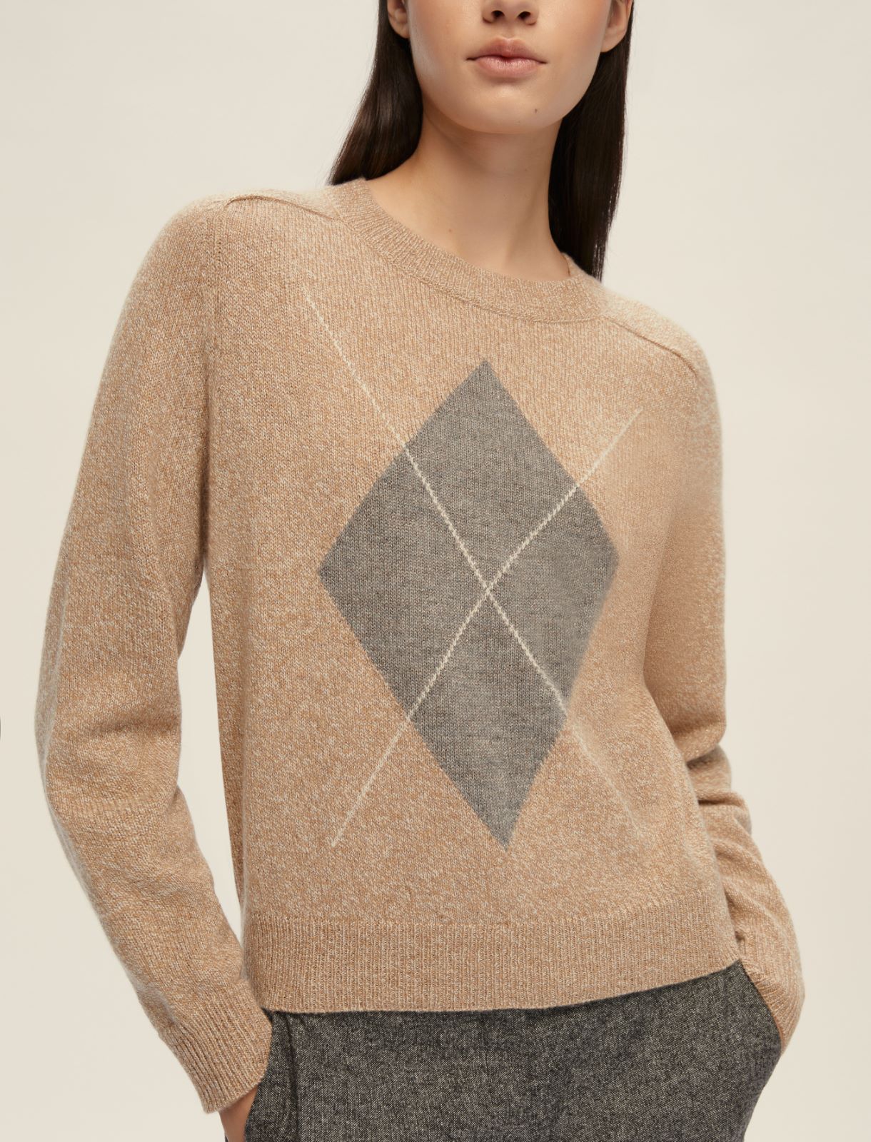 Lurex yarn-embellished boxy sweater - CAMEL - Emme - 4