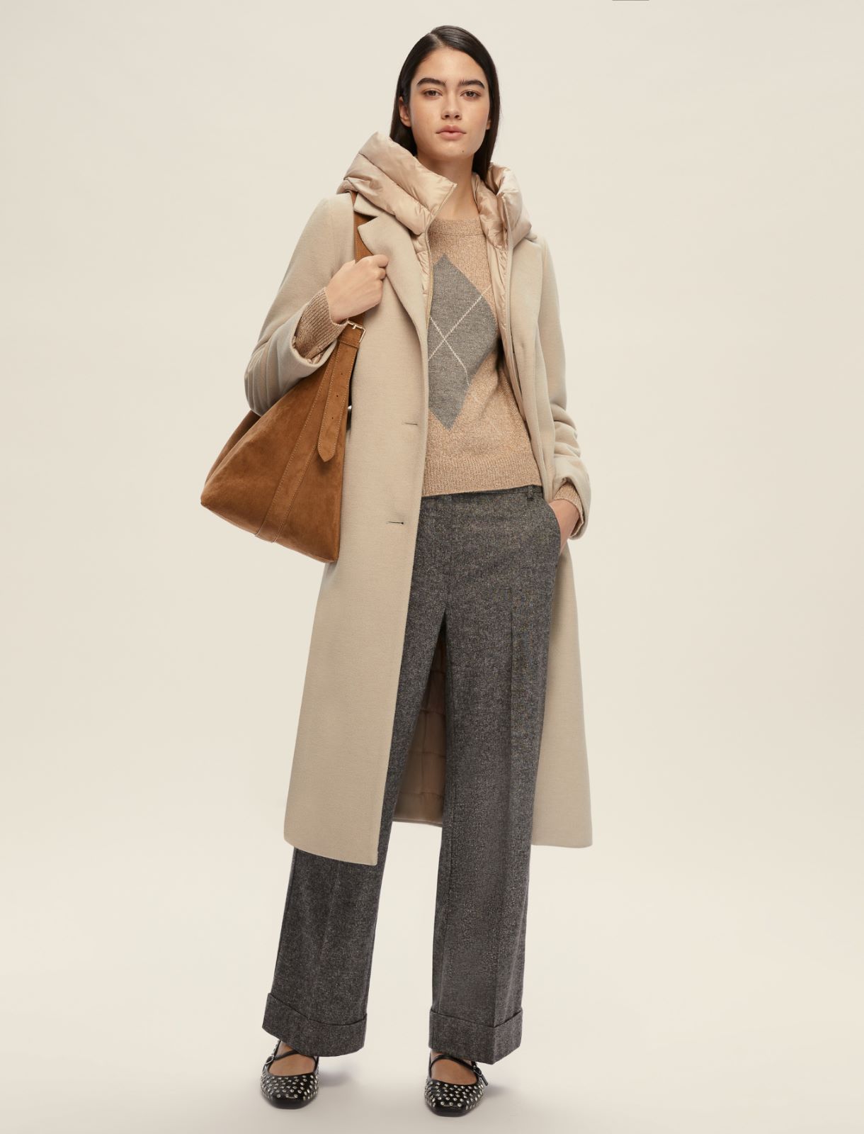 Lurex yarn-embellished boxy sweater - CAMEL - Emme