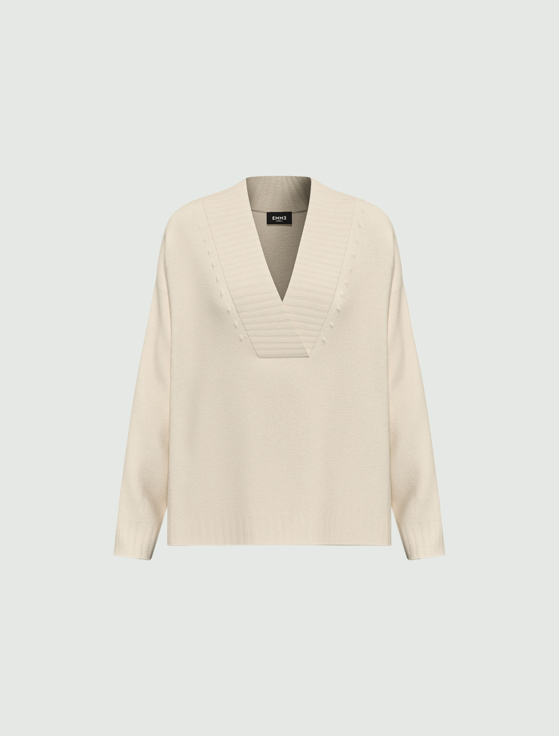 Oversized V-neck sweater - CREAM - Emme - 4