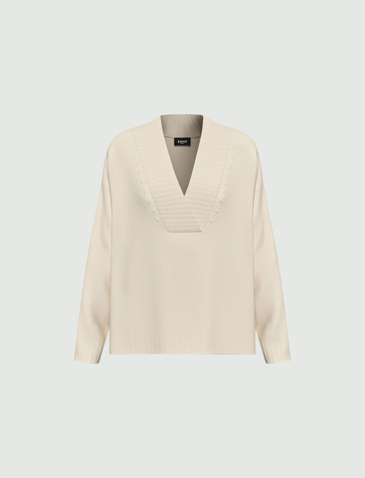 Oversized V-neck sweater - CREAM - Emme - 4