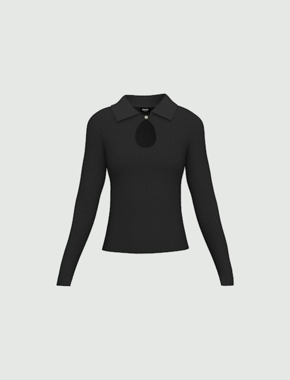 Slim-fit polo sweater - BLACK - Emme