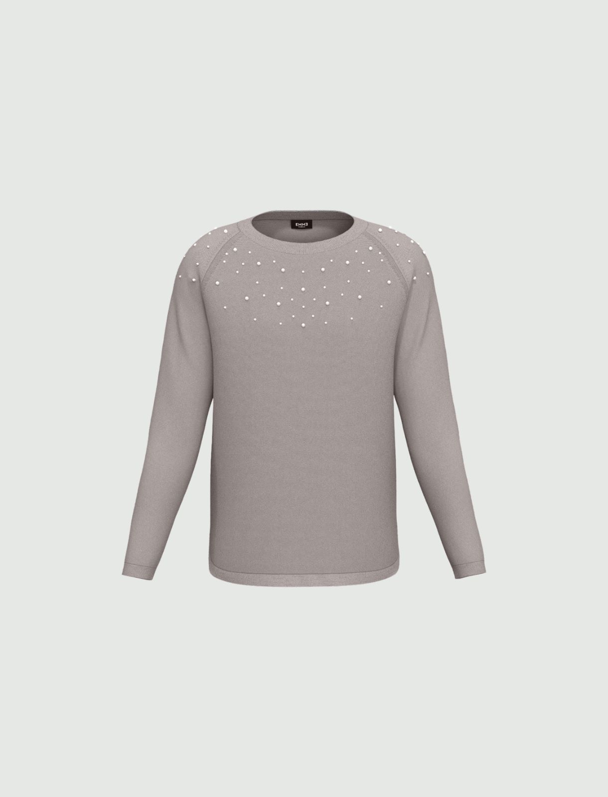 Pearl-adorned sweater - LIGHT GREY - Emme - 5
