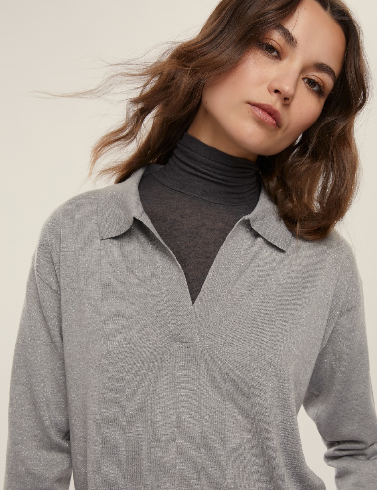 Lurex-embellished oversized sweater - Emme - 4