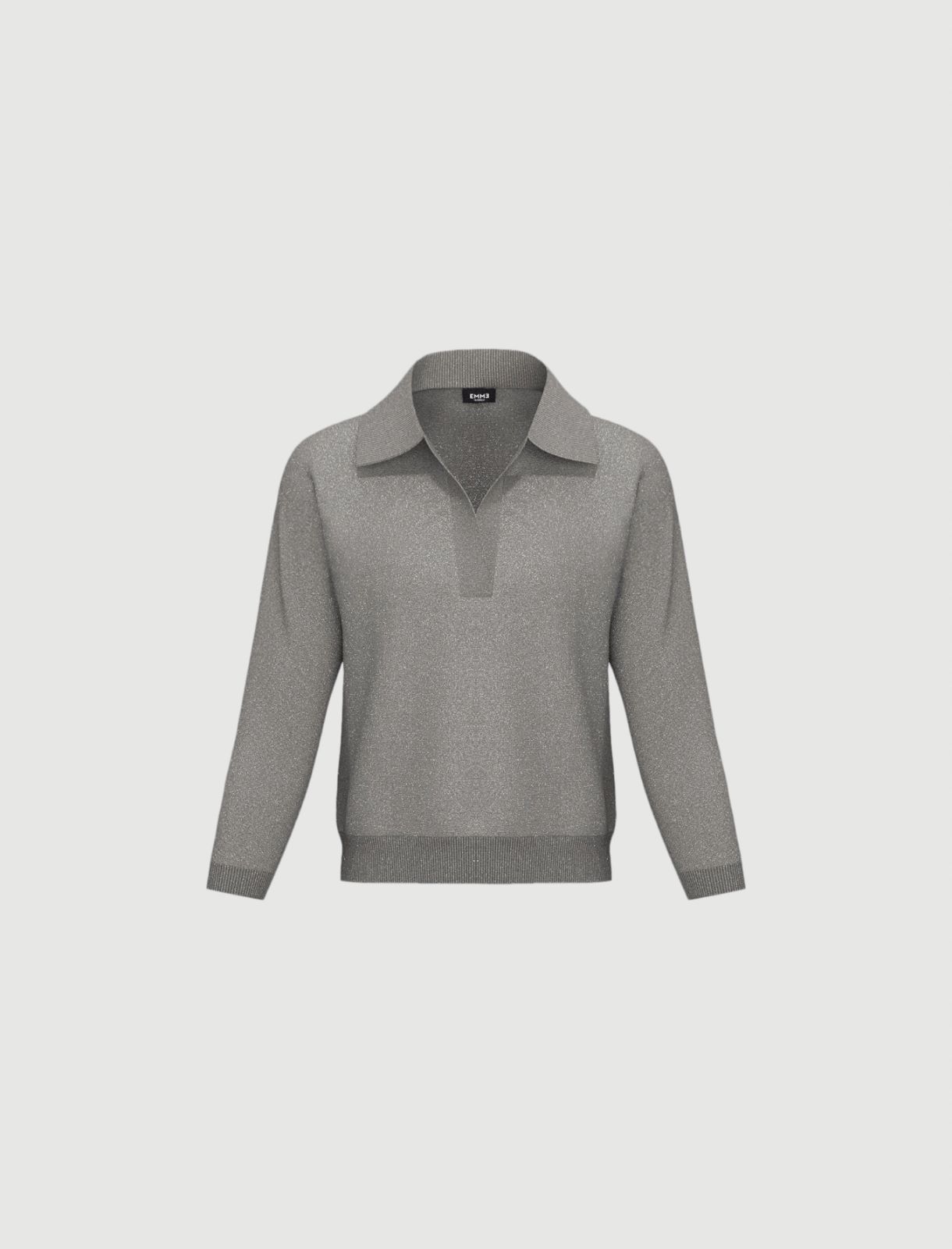 Lurex-embellished oversized sweater - LIGHT GREY - Emme - 5