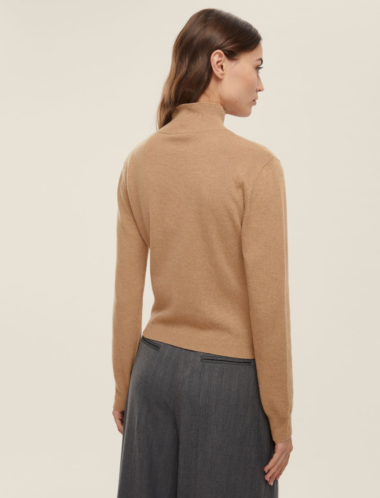 Cashmere-blend funnel-neck sweater - CAMEL - Emme - 2