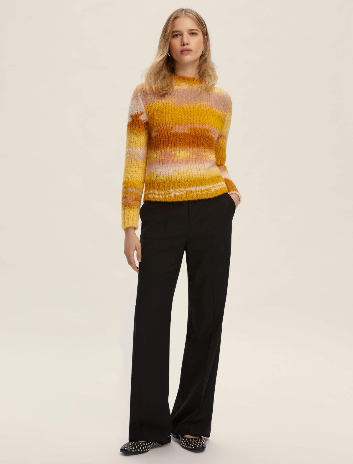 Multicoloured-yarn sweater - YELLOW - Emme
