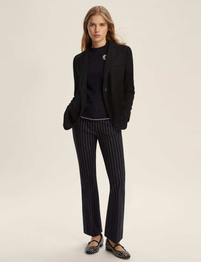 Lurex-embellished flared sweater - NAVY