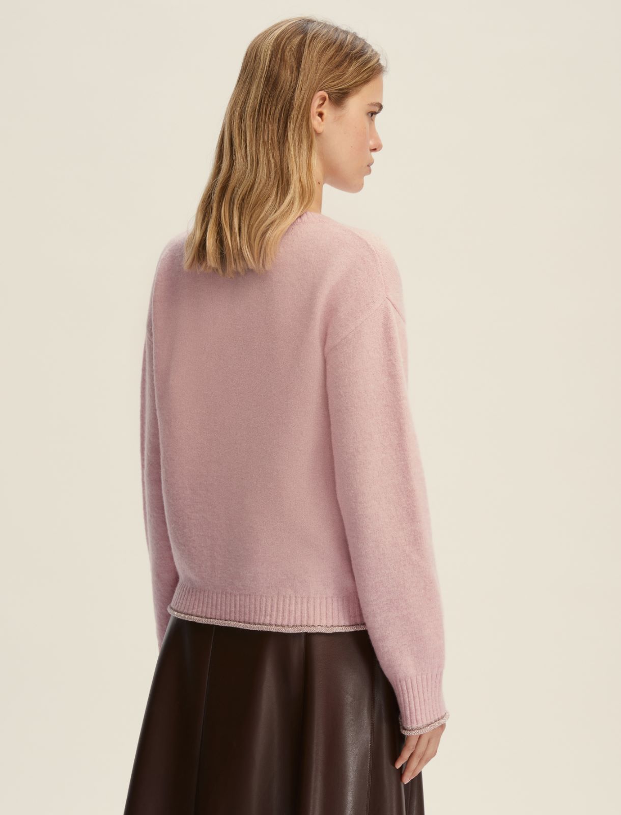 Lurex-embellished straight sweater - PINK - Emme - 2