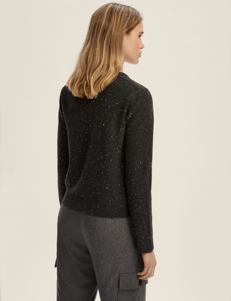 Sequin-embellished comfy yarn sweater - Emme - 3